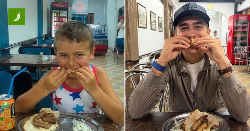 Dino Beganović torna nel locale d’infanzia: la foto si ripete